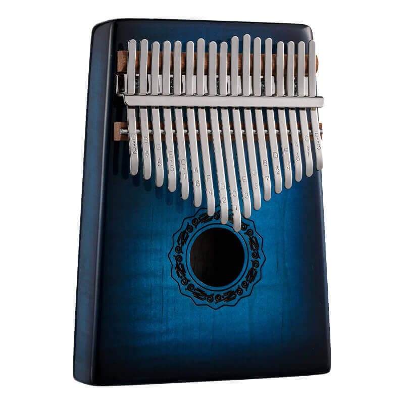 Lighteme 17 Key Hollow Kalimba Thumb Piano, Curly Maple Round Hole Opening Box Resonace Trepanning C Tone Kalimba Instrument