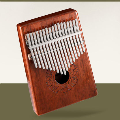 Lighteme Huashu 17 Key Hollow Kalimba Thumb Piano, Acacia Round Hole Opening Box Resonace Single Board Trepanning C Tone Kalimba Instrument