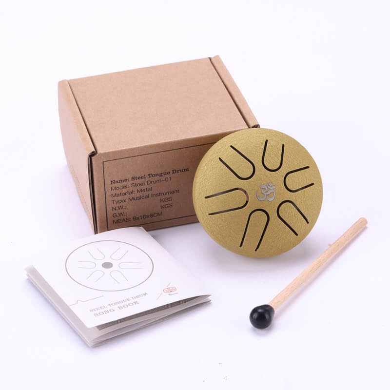 Lighteme Huashu Mini Titanium Steel Tongue Drum 3 Inches 6 Notes A5 Tone Pocket Drum For Beginners