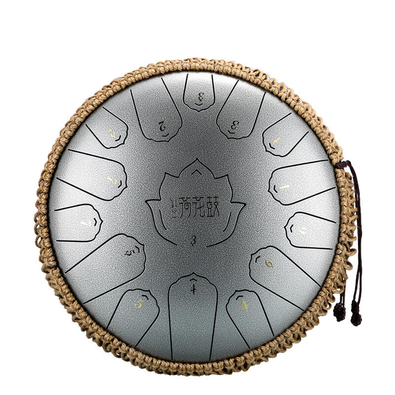 Lighteme Huashu Upgrade Lotus 13 Inches 15 Notes C Major Carbon Steel Tongue Drum