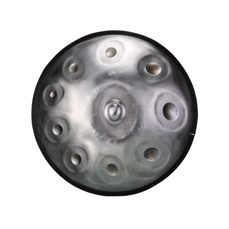 Lighteme Level C Upgrade Space Silver Kurd Scale D Minor 22 Inch 10 Notes Stainless Steel Handpan Drum, Available in 440 Hz, High-end Percussion Instrument