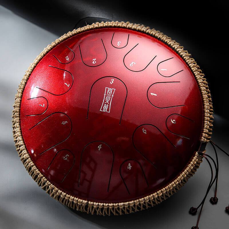 Lighteme Pearl Paint Titanium Steel Tongue Drum C Major (D Major Can Be Customized) 13 Inch 15 Note Percussion Instrument For Yoga Meditation