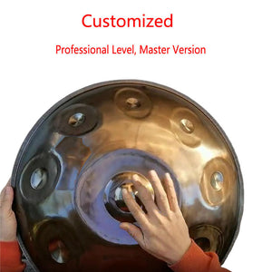 Lighteme Customized A2 Master Version High-end Stainless Steel Handpan Drum, Available in 432 Hz and 440 Hz, 22 Inch 9/13/14/15 Notes Professional Performances Percussion Instrument
