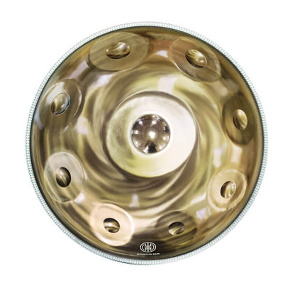 Lighteme Mountain Rain Stainless Steel Handpan Drum, Kurd Scale D Minor, Available in 432 Hz and 440 Hz, High-end 22 Inch 9 Notes (D3 A3 bB3 D4 F4 A4 G4 E4 C4) Percussion Instrument
