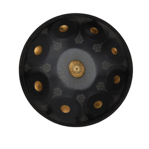 Open image in slideshow, HLURU Royal Garden Handmade Handpan Drum, Available in 432 Hz and 440 Hz, Kurd Scale / Celtic Scale D Minor 22 Inch 9/10/12 Notes Featured High-end Nitride Steel Percussion Instrument - Gold-plated Sound Area, Laser engraved Mandala pattern. Never fade. - HLURU

