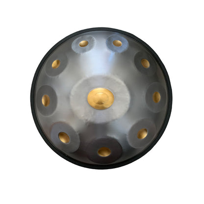 Lighteme King Kurd Celtic D Minor 22 Inch 9/10/12 Notes Stainless Steel / Nitride Steel Handpan Drum, Available in 432 Hz and 440 Hz - Gold-plated Sound Area