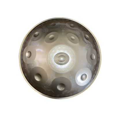 Lighteme Life of Flower Handmade C Major 22 Inch 9/10/12 Notes Stainless Steel Handpan Drum, Available in 432 Hz and 440 Hz