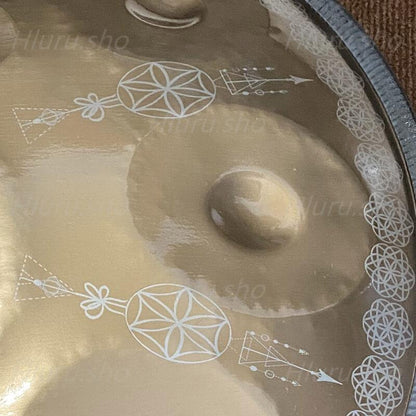 Lighteme Life of Flower Handmade Kurd Scale / Celtic Scale D Minor 22 Inch 9/10/12 Notes Stainless Steel Handpan Drum, Available in 432 Hz and 440 Hz