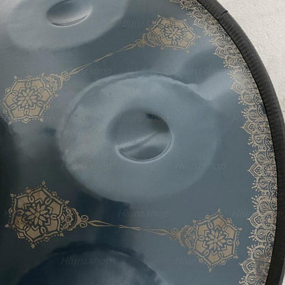 Lighteme Handmade Customized HandPan Drum C# Annaziska Scale 22 Inch 9 Notes Featured, Available in 432 Hz and 440 Hz, High-end Nitride Steel Percussion Instrument - Laser engraved Mandala pattern. Never fade.