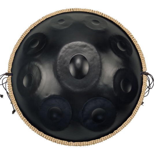 Lighteme DC Handpan Drums Pure Black 22 Inches 9 Notes D Minor Kurd Scale Hangdrum