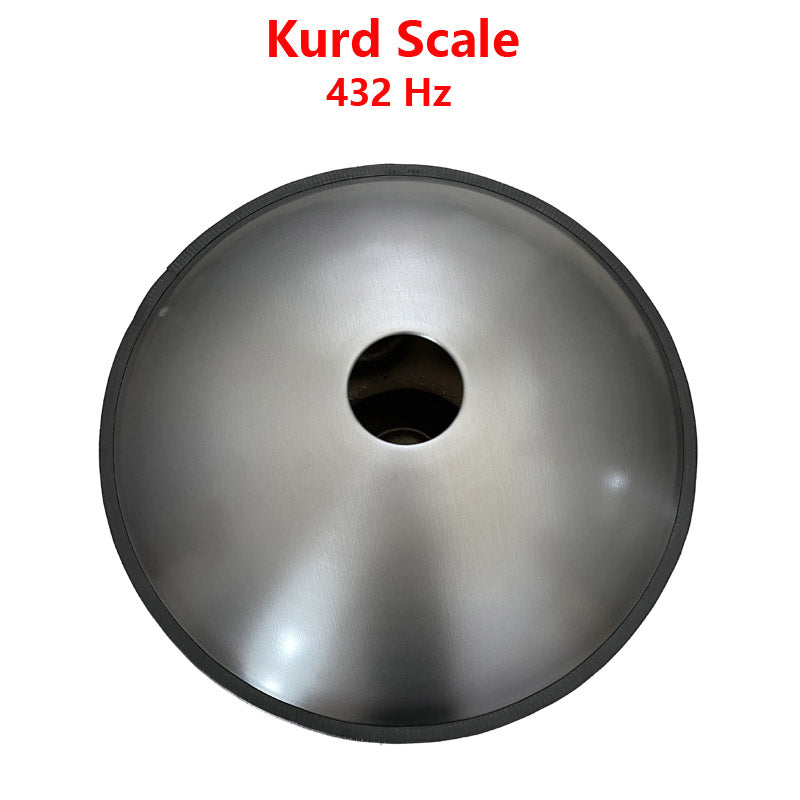 King Kurd Celtic D Minor 22 Inch 9/10/12 Notes Stainless Steel / Nitride Steel Handpan Drum, Available in 432 Hz and 440 Hz - Gold-plated Sound Area
