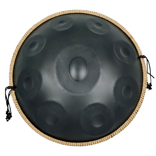 Lighteme DC Handpan Drum Pure Black 22 Inches 9 Notes D Minor Kurd Scale Hangdrum