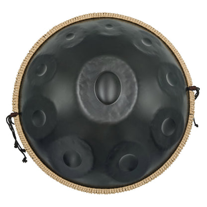MiSoundofNature DC Handpan Drum Pure Black 22 Inches 10 Notes D Minor Kurd Scale Hangdrum