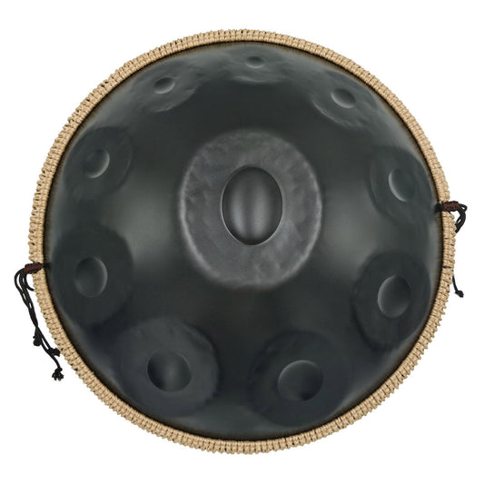 Lighteme DC Handpan Drum Pure Black 22 Inches 10 Notes D Minor Kurd Scale Hangdrum