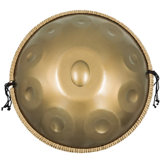 Lighteme STL Handpan Drum Pure Golden 22 Inches 10 Notes D Minor Kurd Scale Hangdrum