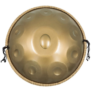 Open image in slideshow, MiSoundofNature STL Handpan Drum Pure Golden 22 Inches 10 Notes D Minor Kurd Scale Hangdrum
