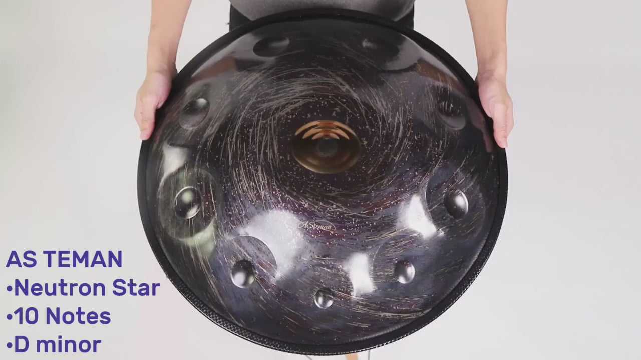 AS TEMAN Handpan Neutron Star 10 Notes D Mionr Scale Purple hangdrum with gift set
