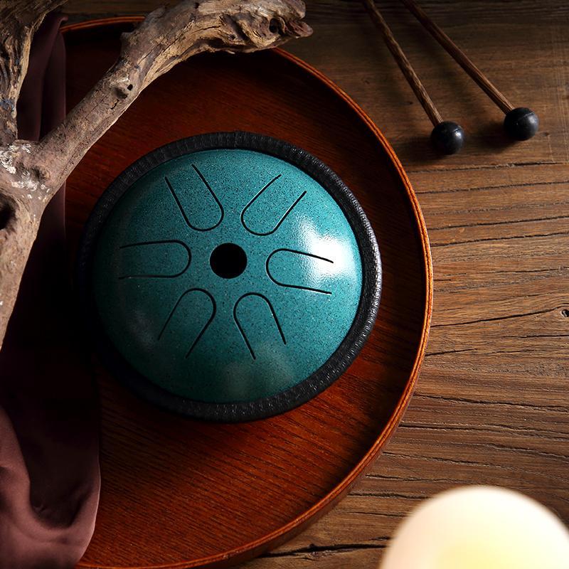 Lighteme Mini Copper Disc Steel Tongue Drum 5.5 Inches 6 Notes C5 Tone Japanese Folk Mode 5.5'' 6 Tone C Key Travel Drums