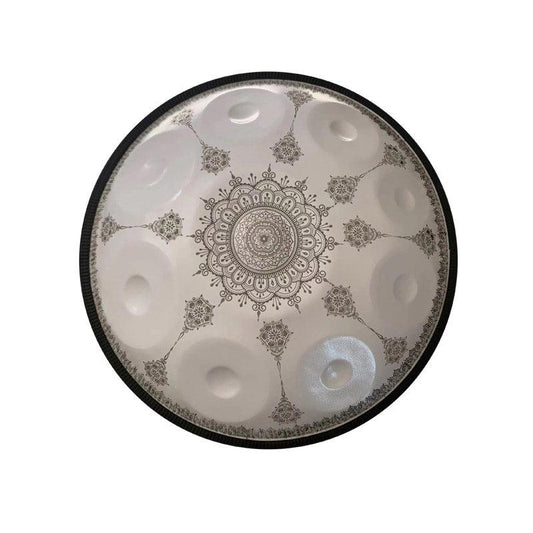 MiSoundofNature Handmade Customized HandPan Drum E La Sirena Scale 22 Inch 9/10/12 Notes Featured, Available in 432 Hz and 440 Hz, High-end Stainless Steel Percussion Instrument - Laser engraved Mandala pattern. Never fade.