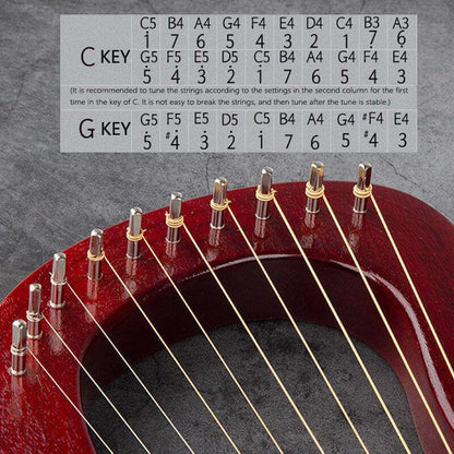 gecko 10 strings lyre harp c key & g key - curly maple & mahogany core wooden