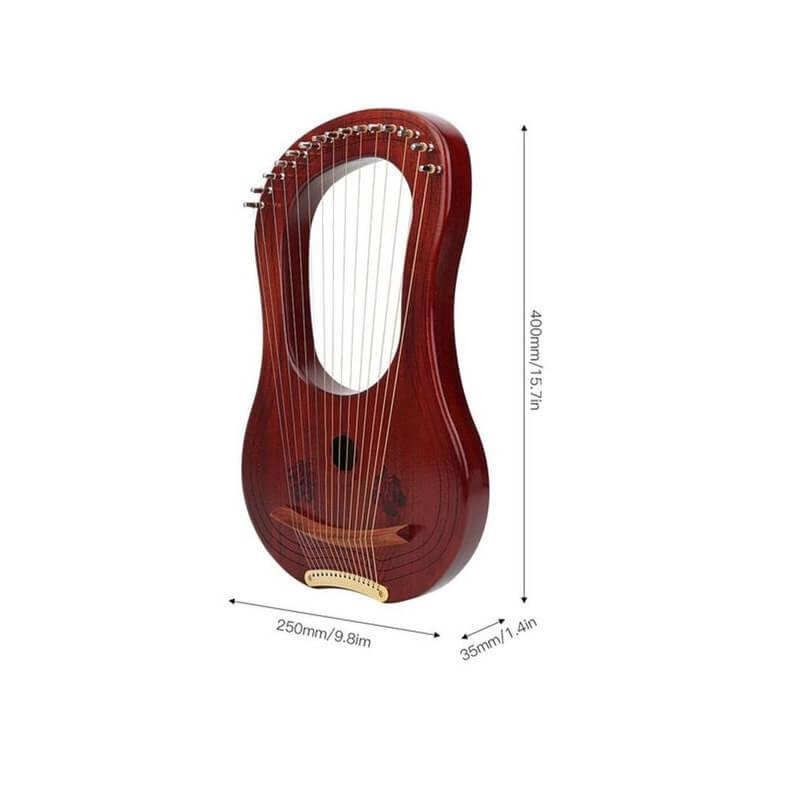 gecko 15 strings lyre harp g key - curly maple & mahogany core wooden