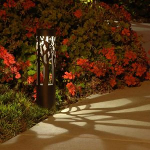 Lighteme 10-Lumen Solar Bollard Light with Tree Design LED 2-Pack