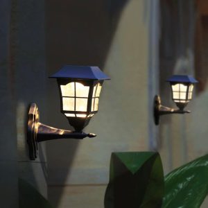 Lighteme 4 Pack Solar Wall Lantern Outdoor Wall Sconce 15 Lumens Solar Outdoor Christmas Led Light Fixture with Wall Mount Kit