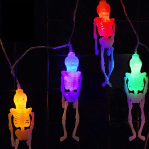 Lighteme 10Ft Solar Powered Skeleton Lights Halloween String Lights -20LEDs 2 Lighting Modes