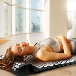 Lighteme Acupressure Mat - Full Body Acupressure Massage Mat With Pillow Set Black