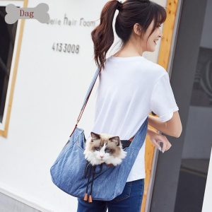 Lighteme Adjustable Denim Sling Bag For Pet Outing