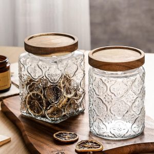 Lighteme Begonia Embossed Glass Storage Jar