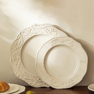 Lighteme Bell Orchid Embossed Ceramic Plate