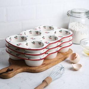Lighteme Cherry Print Ceramic Cake Baking Pan