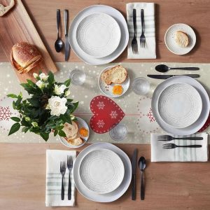 Lighteme Christmas table runner with snowflake gnomes. festive table decoration!