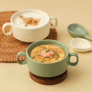 Lighteme Color Glazed Ceramic Baking Bowl With Handle