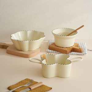 Lighteme Dotted Line Embossed Ceramic Baking Bowl