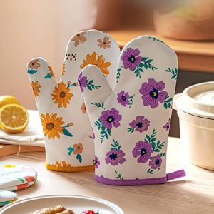 Lighteme Floral Print Anti-Scald Baking Gloves
