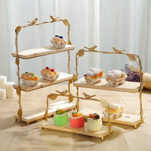 Lighteme Golden Bird & Leaf Dessert Stand
