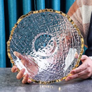 Lighteme Ice Pattern Glass Fruit Plate