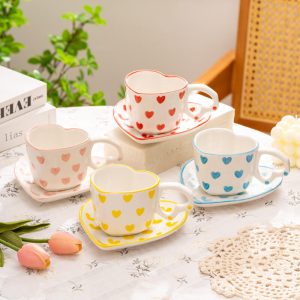 Lighteme Heart Pattern Ceramic Cup