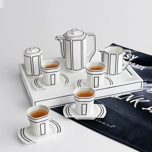 Lighteme Minimalist Line Bone China Teapot Set