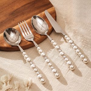 Lighteme Pearl Handle Flatware 4 Pcs Set