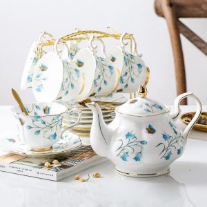 Lighteme Phalaenopsis Print Bone China Teapot Set