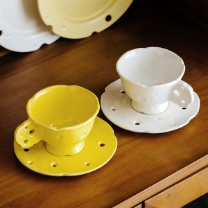Lighteme Spring Hollow Ceramic Cups and Saucers