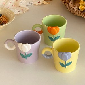 Lighteme Spring Tulip Embossed Ceramic Mug