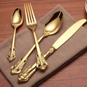 Lighteme Stainless Steel Embossed Flatware 4Pcs Set