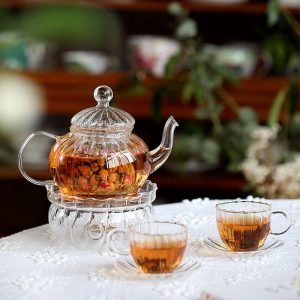 Lighteme Striped Glass Teapot Set