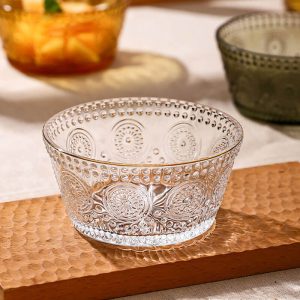 Lighteme Sunflower Embossed Straight Sided Glass Bowl