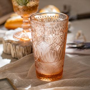 Lighteme Pearlescent Vintage Embossed Glass Cup