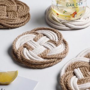 Lighteme Hand Made Woven Cotton Linen Coaster